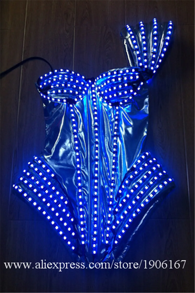 Full Colors Led Flashing Luminous Light Up Sexy Lady DS Dress Suit Costume Dance Wear For Women LED Clothing Free Shipping0