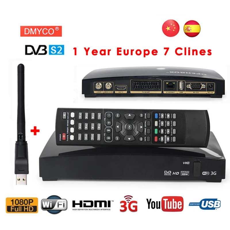 

Original Openbox V8S DVB-S2 Digital Satellite Receiver S-V8 WEBTV Biss Key 2x USB Slot USB Wifi 3G Youporn NEWCAMD TV Receptor