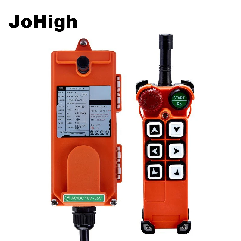 F21-E1 6 Buttons Industrial Remote Control AC/DC Universal Wireless control for Hoist Crane 1 transmitter + 1receiver