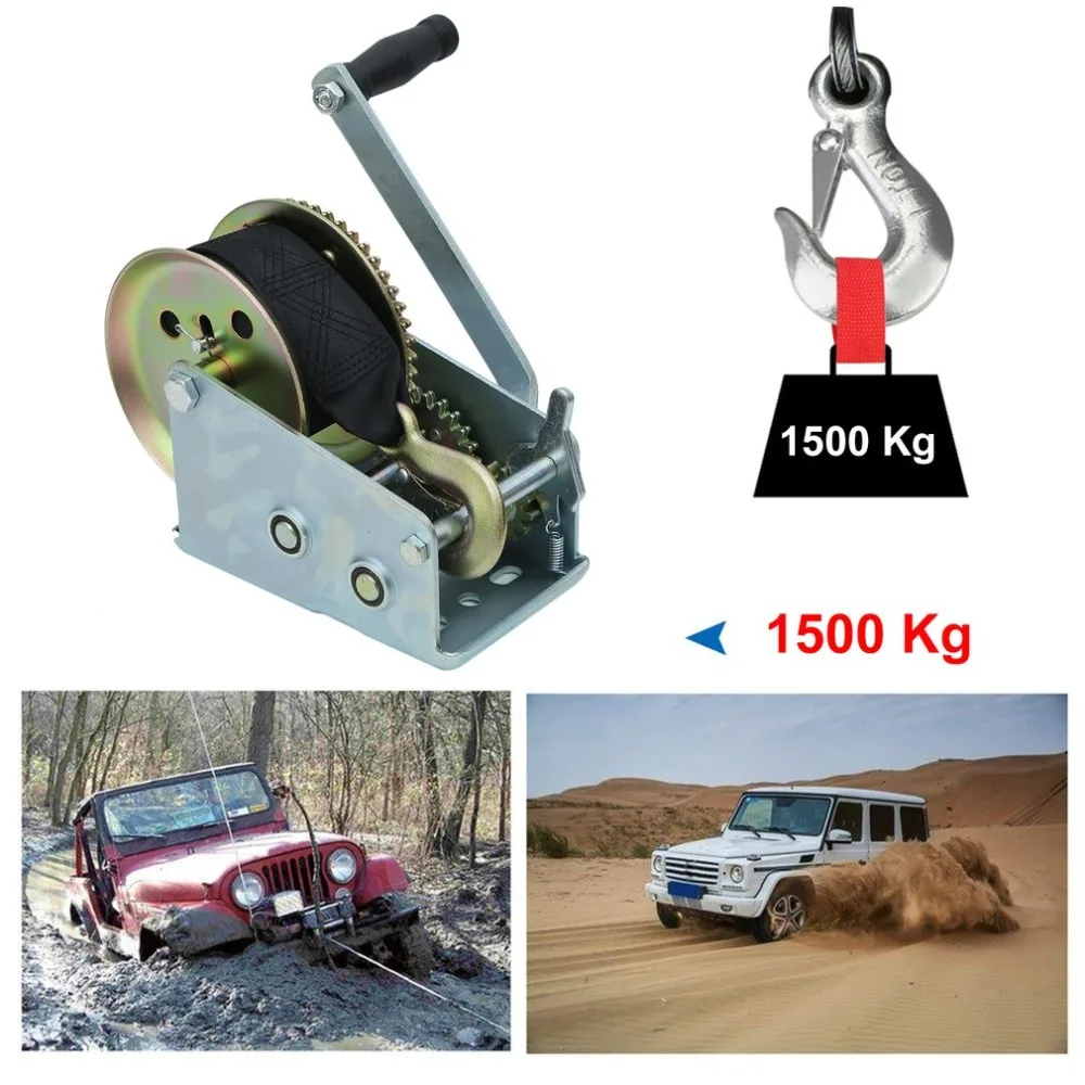 

Professional Hand Winch Webbing Strap 8M Length Max Load 1500kg Manual Operated Winch For Truck Auto Boat Trailer Lifting Tool