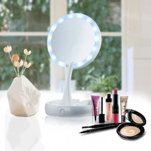 14 светодиодный зеркало для макияжа с лампой двухсторонняя портативная настольная лампа профессиональная 10X косметическое зеркало