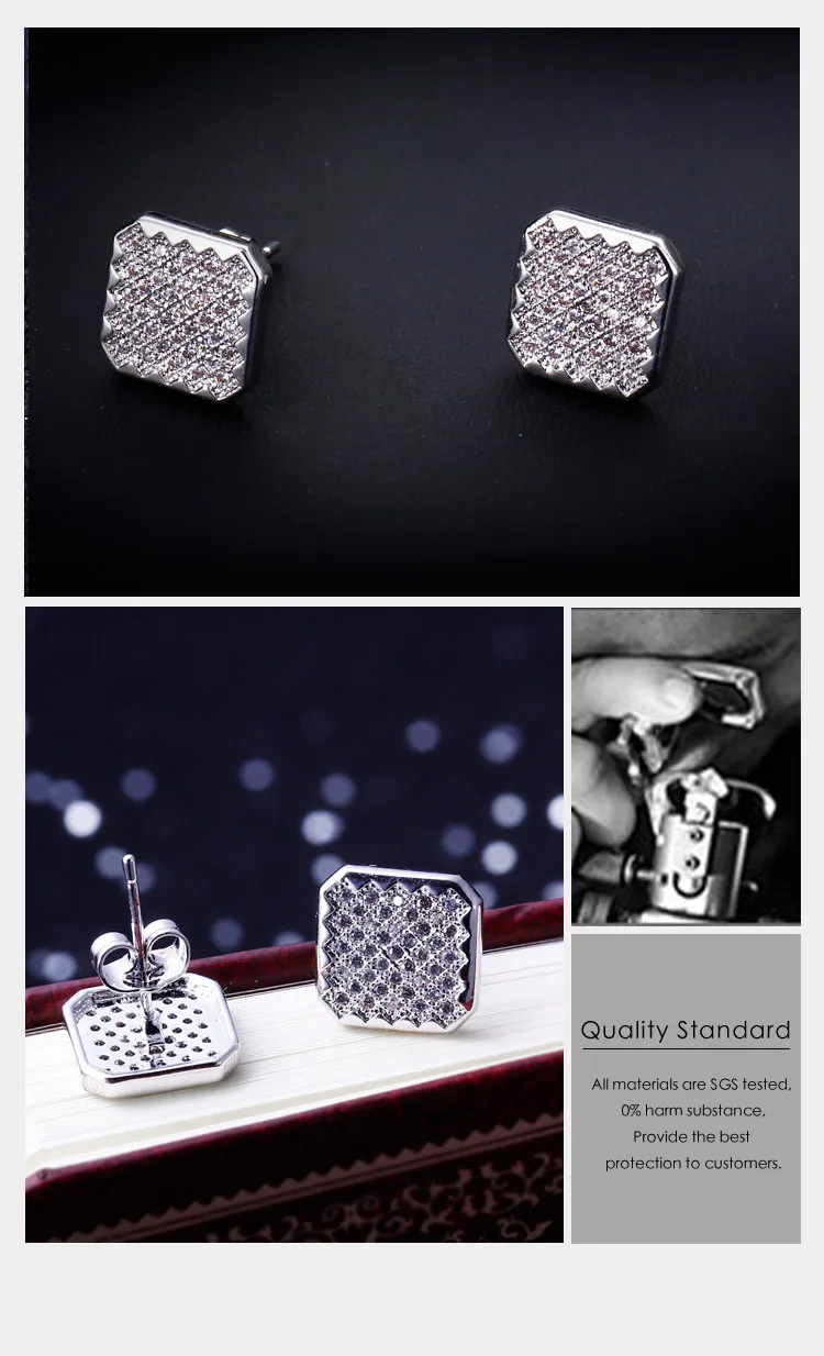 DC1989 Super Cute Women's Studs Earrings Synthetic CZ Paved Rhodium Plated Hypoallergenic Ear Pins Lead Free Boucles d'oreill