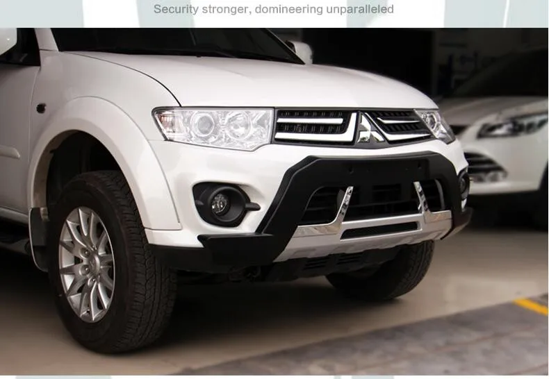 Для Mitsubishi Pajero Sport 2013- Передний+ задний бампер диффузор бамперы защита для губ защитная накладка ABS хромированная отделка 2PES