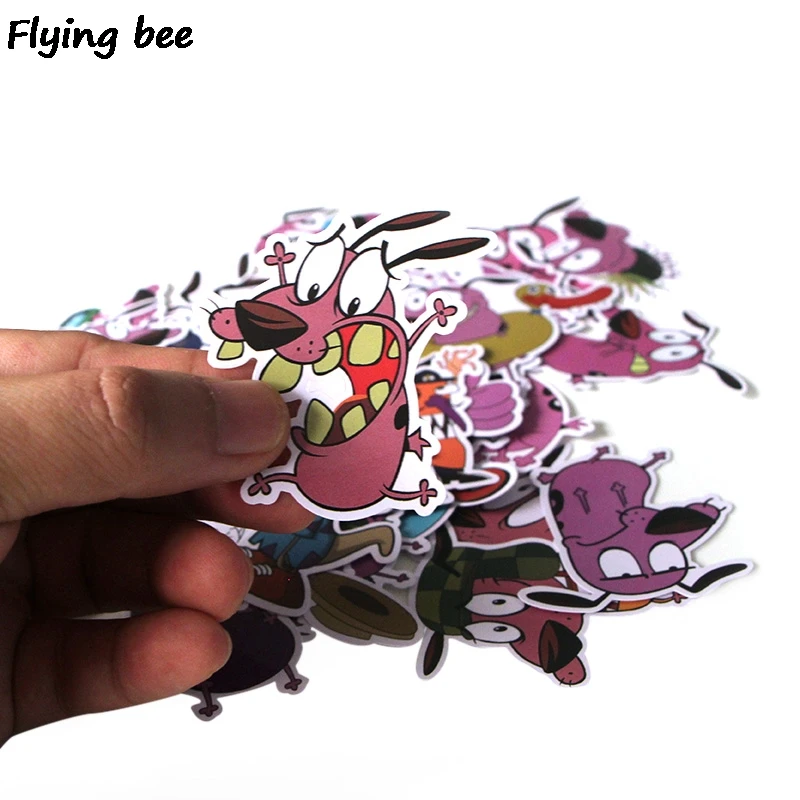 Flyingbee, 38 шт., смелость, трусливая собака, ПВХ, наклейка s, Скрапбукинг для телефона, багажа, ноутбука, велосипеда, гитарная наклейка, наклейка X0283