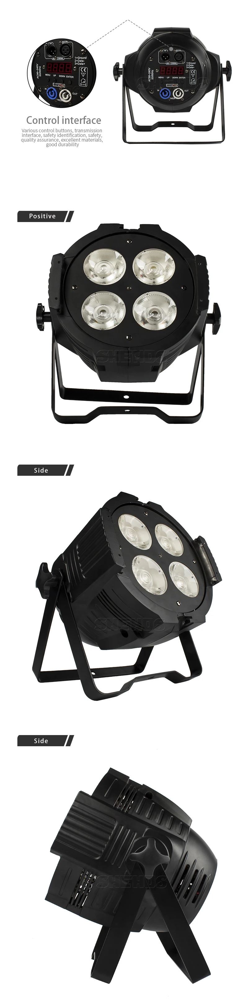 4in1 com Portas de Celeiro Celeiro de Alta Potência de Iluminação de Alumínio Alumínio para Dmx512 Transporte Rápido Levou Cob Par 100 w Rgbw Iluminação de Alta para Dmx512 Fase Efeito 5 4?COB??_02