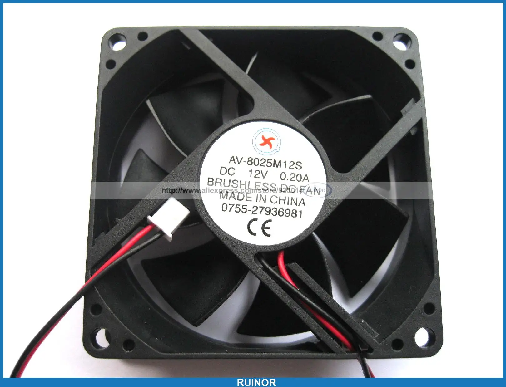 5 шт. бесщеточный вентилятор постоянного тока с 7 лопастями 8025s 12V 80x80x25mm 2 провода