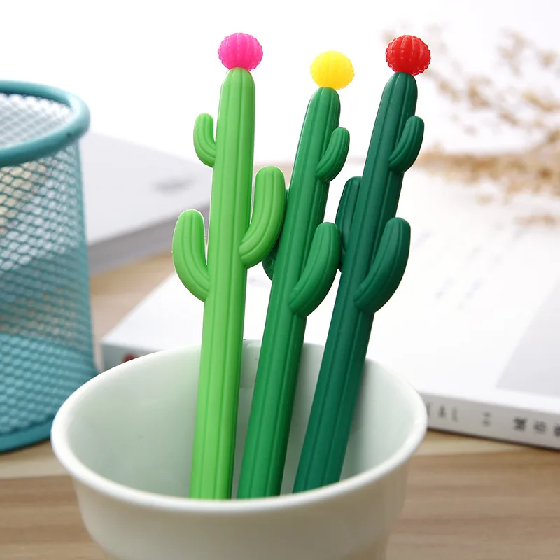 

3 pcs/lot Cactus Gel Pen Cute 0.5mm Black Ink signature pen office School writing Supplies Stationery gift
