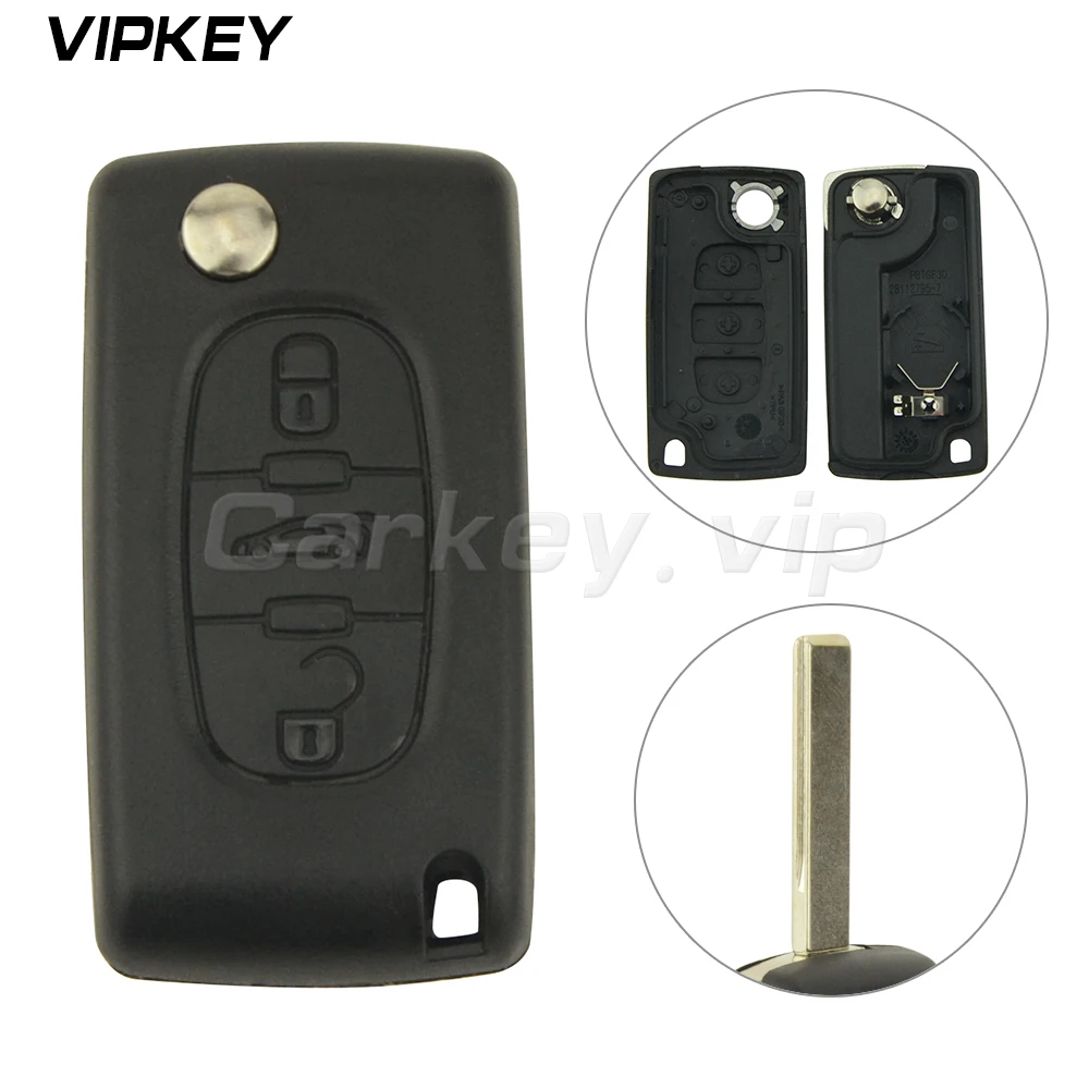 Remotekey CE0536 3 Button HU83 Flip Car Key Shell Middle Trunk For Peugeot 107 207 307 407 408 For Citroen C2 C3