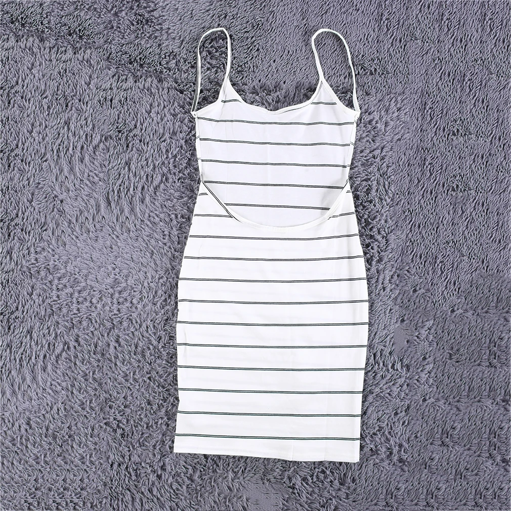 Hot Summer font b Womens b font New Fashion Backless O neckline Sling Striped Sleeveless font