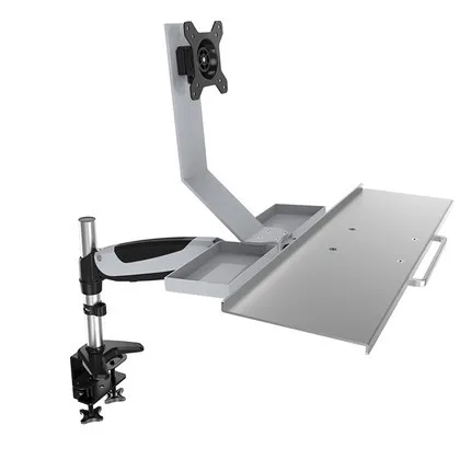 

WS07 Desktop Clamping Ergonomic Sit-Stand Monitor Holder+Keybaord Holder Gas Spring Arm Full Motion 15-27" LCD Monitor Holder