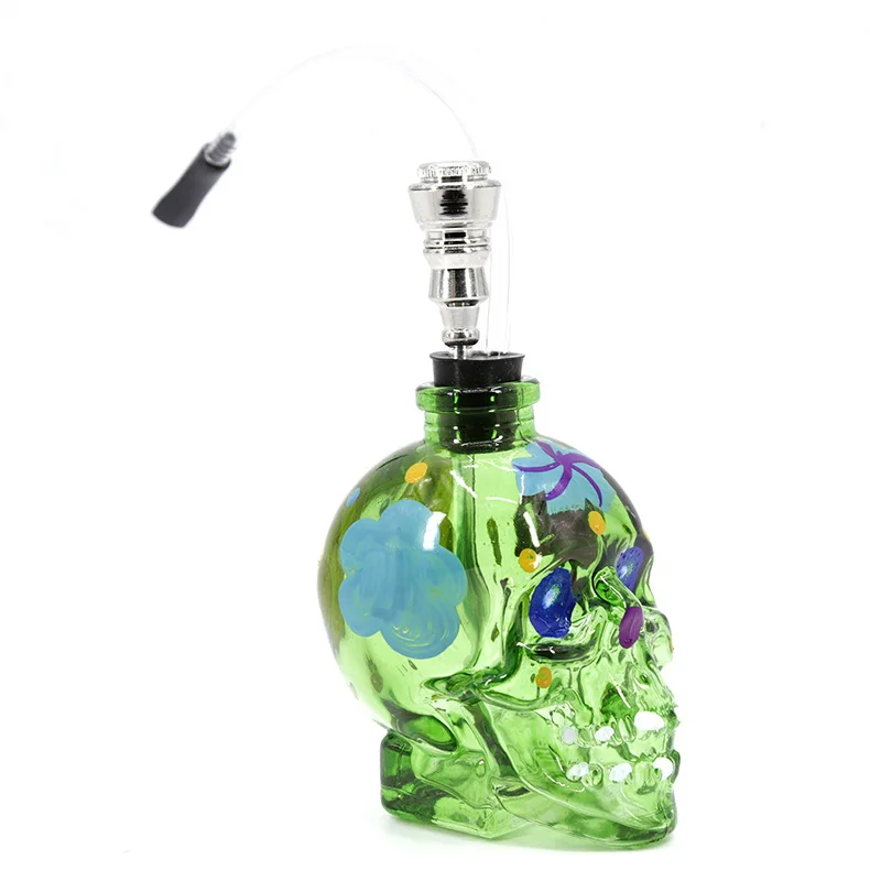 

LacquerSmoke Pipe Glass Water Pipe Hookah Shisha Colorful Skull Head Pipe with Tube Tobacco Holder Filter Narguile