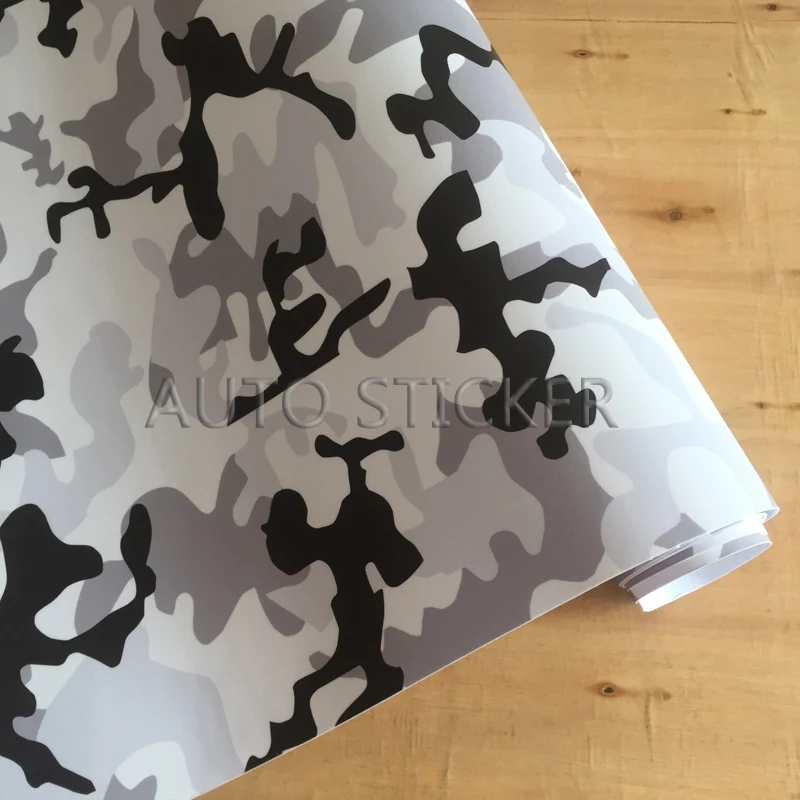 black white snow camo vinyl car wrap 2