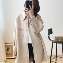 Осеннее женское модное двустороннее шерстяное пальто