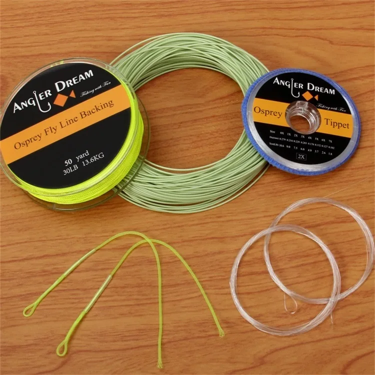 2/3/4/5/6/7/8 WT нахлыстом линия комбо Вес вперед плавающие желтый Fly Line 20/30LB опорной линии палантин конические лидер петли - Цвет: Зеленый