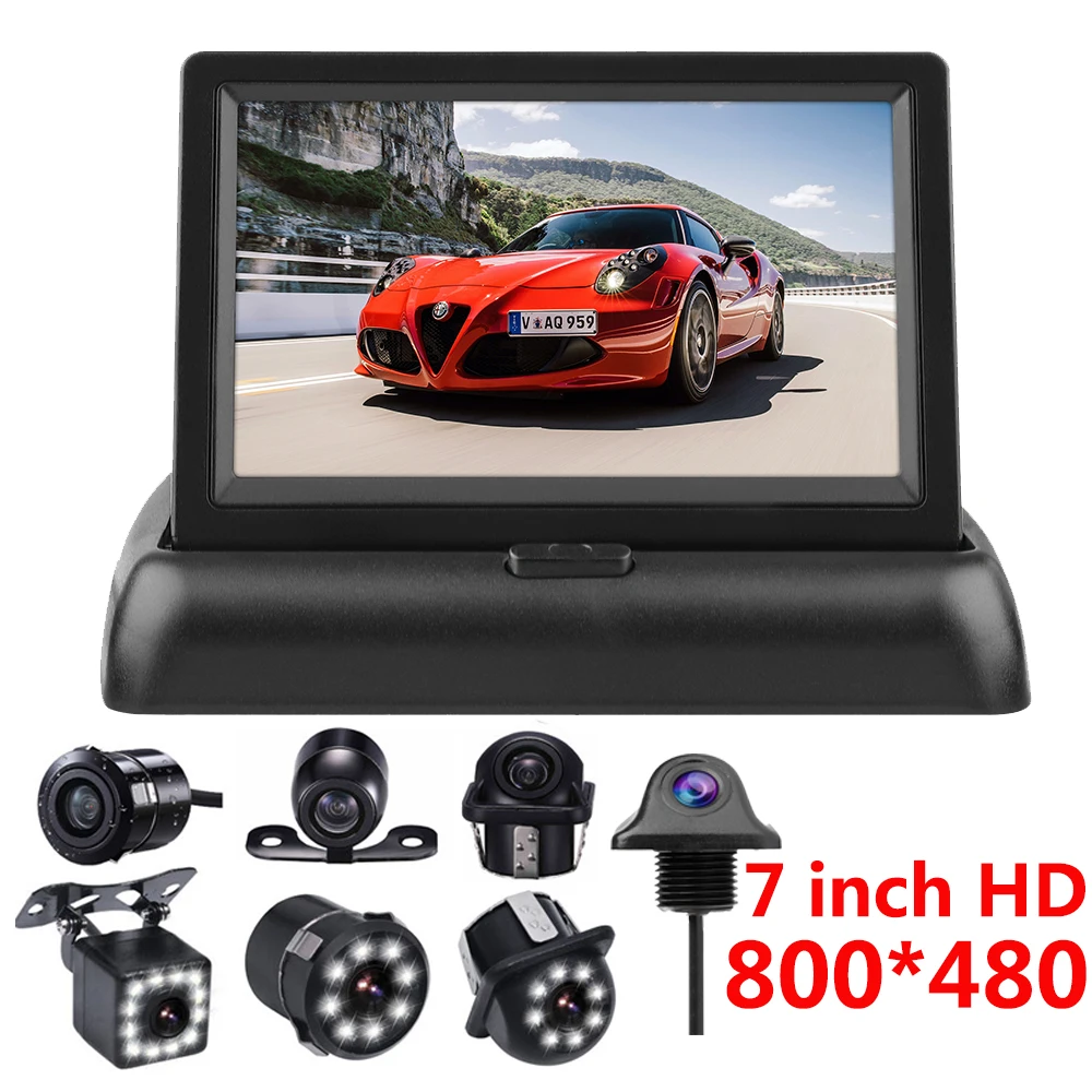 

Night Vison Rear View Backup Camera With 4.3 inch Color LCD Car Video Foldable Monitor Kit Car Auto Parking Assistance