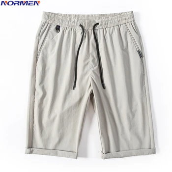 

NORMEN Mens Casual Cotton Shorts Solid Color Summer Style Knee Length Short Pants Men 2018 New Arrival Fashion Streetwear Shorts