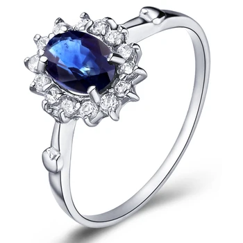 

Natural Sapphire Ring 925 Sterling silver Woman Fashion Fine Elegant Jewelry Princess Handmade Birthstone Gift SR01366S