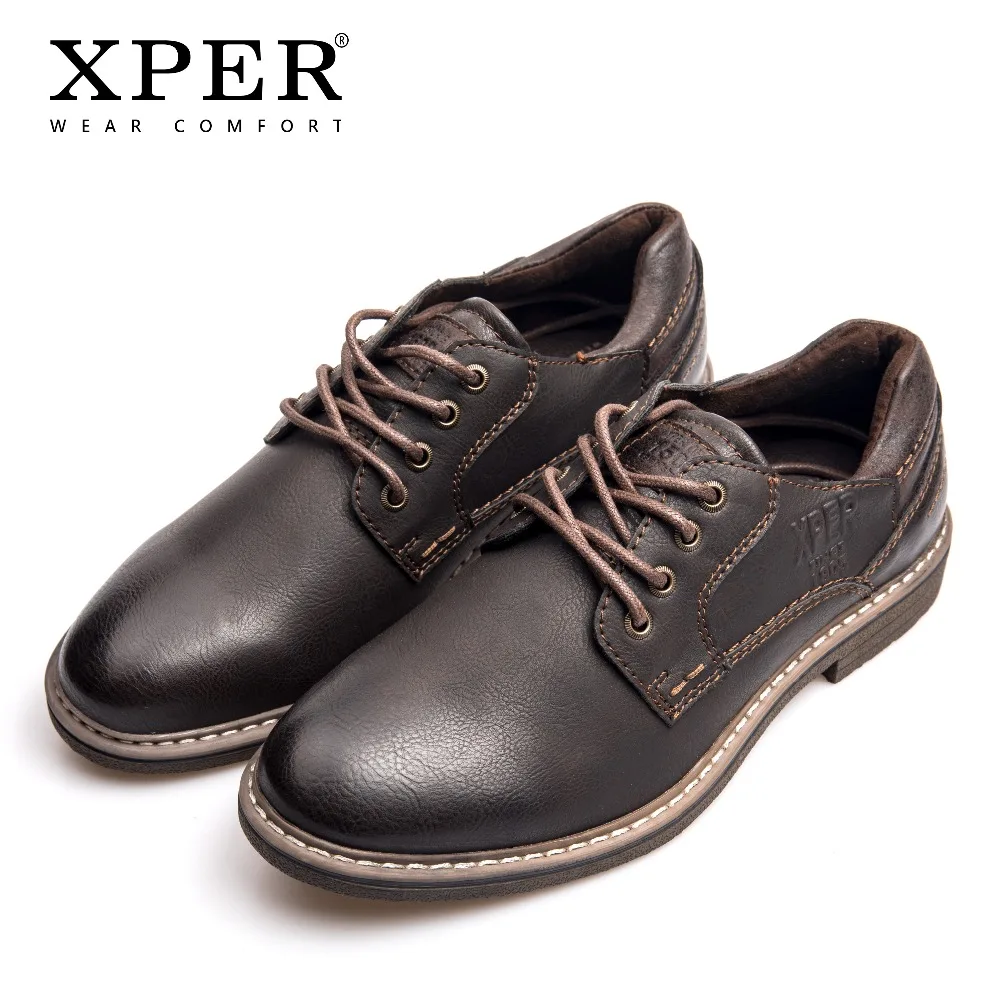 

XPER Brand Fashion Men Dress Shoes Rome Leather Oxfords Male Business Footwear Lace-Up Formal Shoes Coffee Casual #XHY12605BR