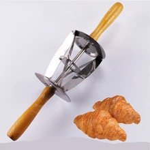 Вертлюги Из Нержавеющей Стали Резак для теста для изготовления круассанта с деревянной ручкой прокатный нож для круассан, хлеб KO890364