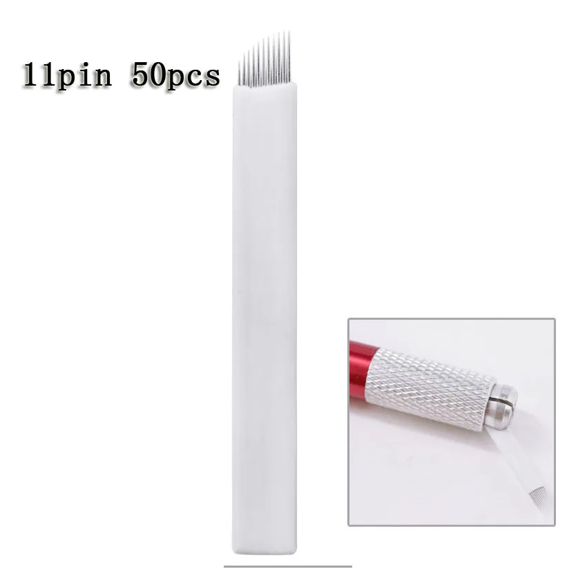 11CF-50PCS Микроблейдинг иглы 0,2 мм CF U форма Перманентный макияж бровей Flex лезвия для тату для 3D бровей Tebori - Габаритные размеры: 11CF-50PCS
