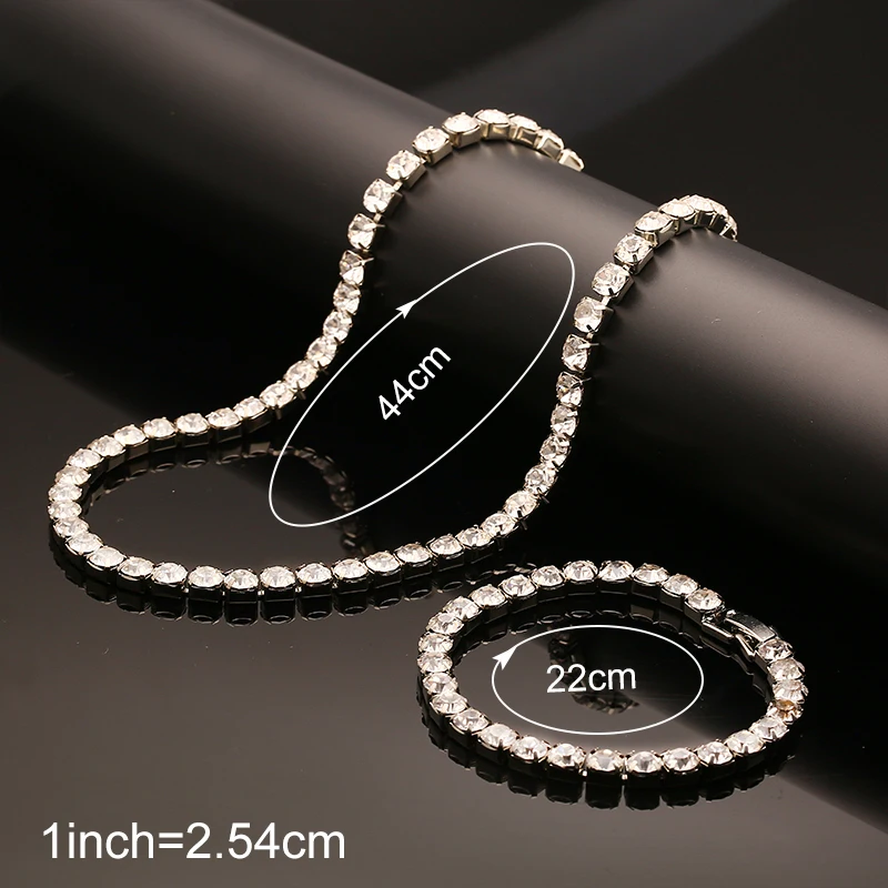 Браслет ожерелье набор унисекс классический ювелирный набор Стразы различные размеры на выбор подарок на день Святого Валентина