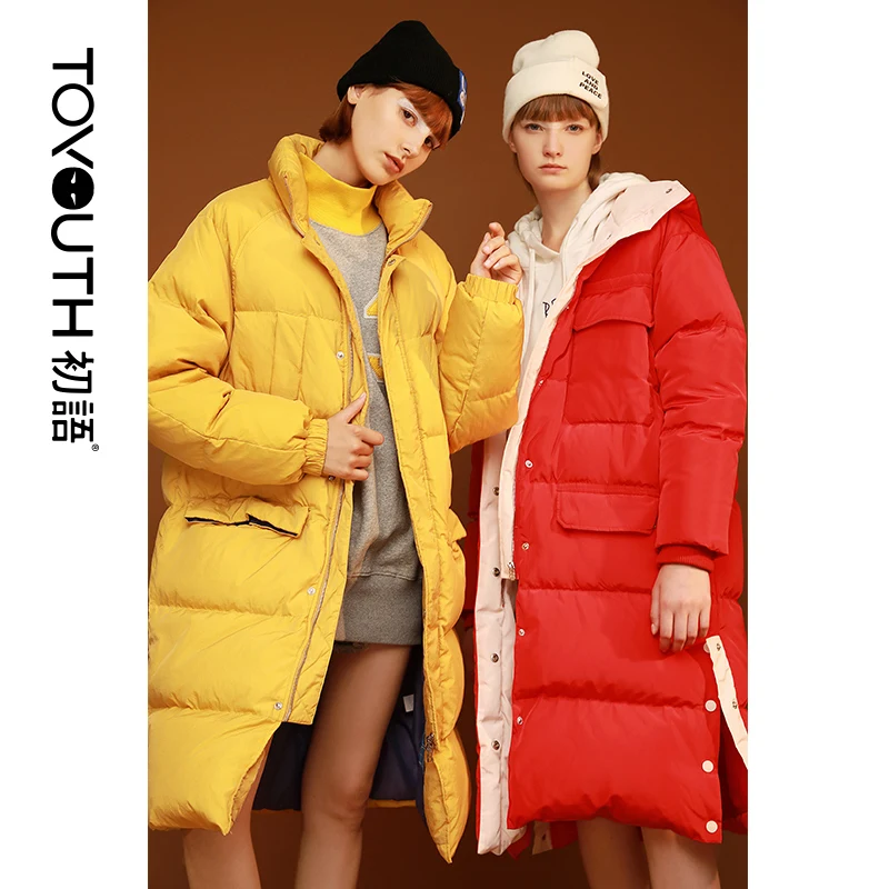 Toyouth Winter Hooded Down Coat Female Down Jackets For Women Thicken Down Coats Plus Size Coat