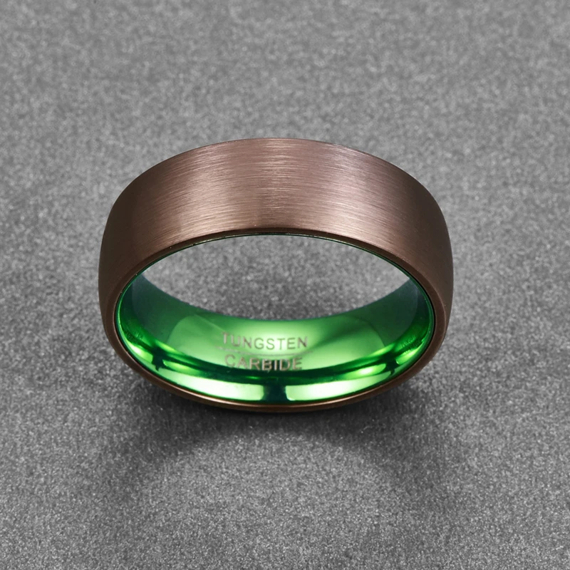 Трендовое Гальваническое кольцо с коричневым зеленым куполом из карбида вольфрама для мужчин, обручальное кольцо для мужчин T102R
