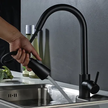 

Kitchen Faucets Black Single Handle Pull Out Kitchen Tap Single Hole Handle Swivel 360 Degree Sink Faucet Mixer Tap Mixer Tap