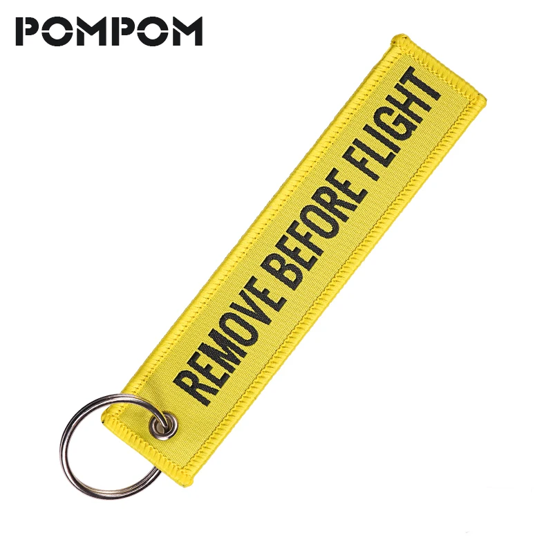 Желтая цепочка для ключей с надписью Remove Before Flight|Брелоки| |