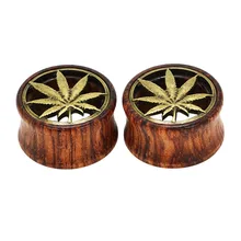 Eleihen* 8 мм-20 мм пара деревянный ушной тоннель полый кленовый лист ушной пробки пирсинг ювелирные изделия для тела расширитель В Ухо Растяжка