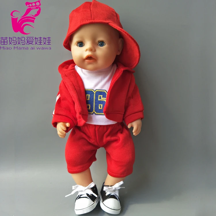 Red Hooded Clothes pants shirt fit for 43cm Zapf font b Baby b font Born Dolls