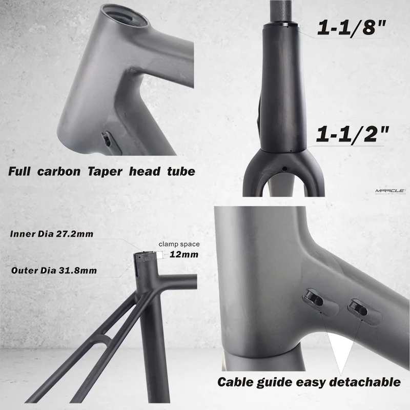 Flash Deal Toray Full Carbon Fiber Gravel Bike Full Carbon Gravel Bicycle Frame 700*40c 142*12 Size XS/S/M/L/XL Cyclocross Bike Frameset 5