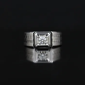 

LASAMERO Rings for Men 0.25CT Round Cut Natural Diamond Ring 18k White Gold Engagement Wedding Ring