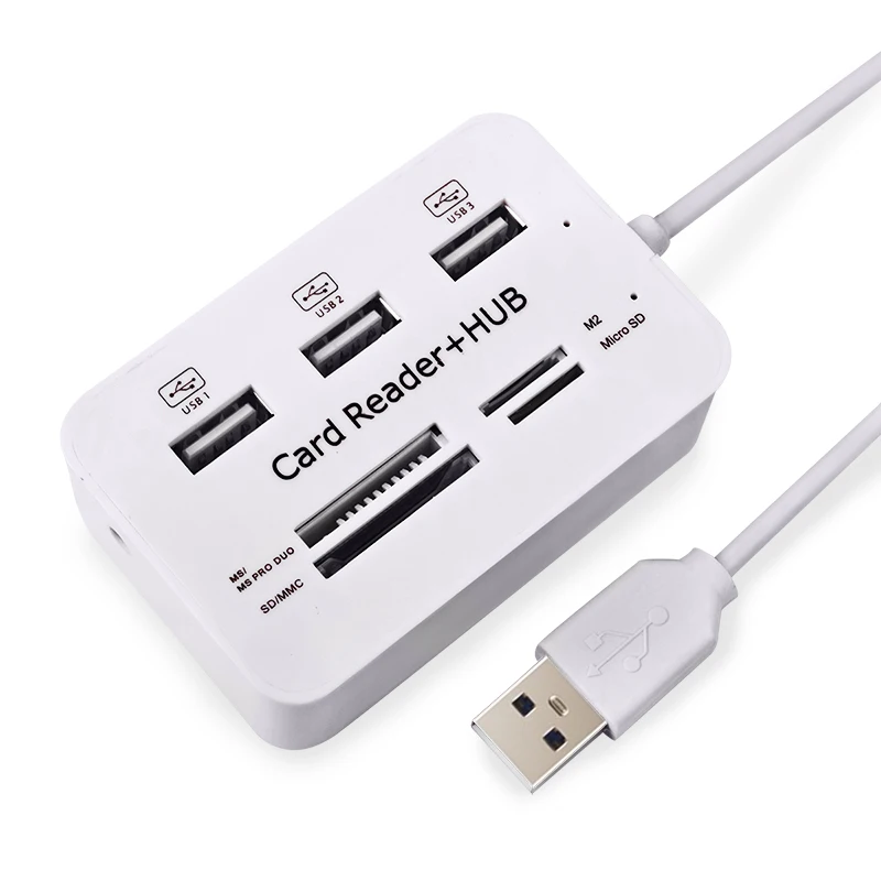 

Multi USB 2.0 Hub 3 Ports With Card Reader USB Splitter 480Mbps USB Combo All in One For MS,M2,SD/MMC,TF Portable For PC Laptop