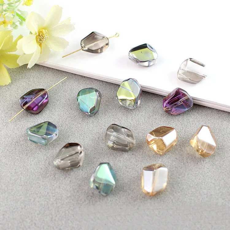 

SEA MEW 100 PCS 12*16mm Multicolor Fashion Irregular Glass Beads Connectors For Women Jewelry Making