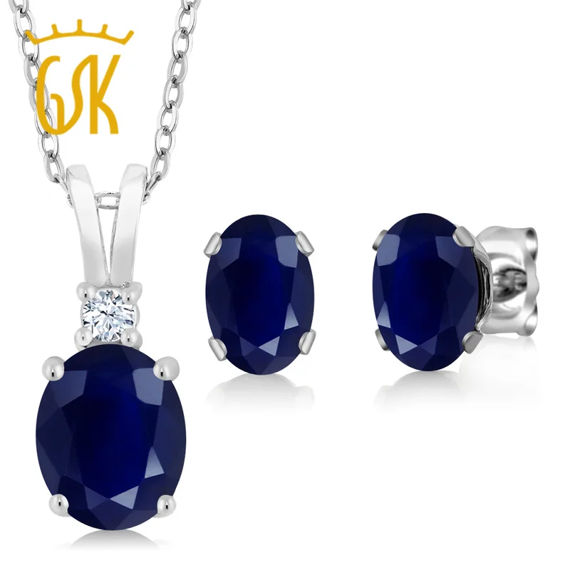 GemStoneKing Твердое Серебро 925 пробы набор украшений для женщин 3 88 Ct Овальный