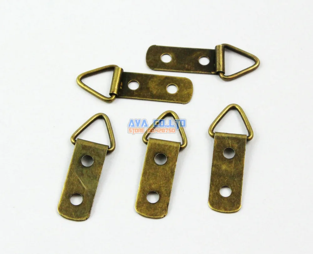 

100 Pieces Antique Brass Photo Frame Hook Hanging Photo Frame Hanger 30x11mm