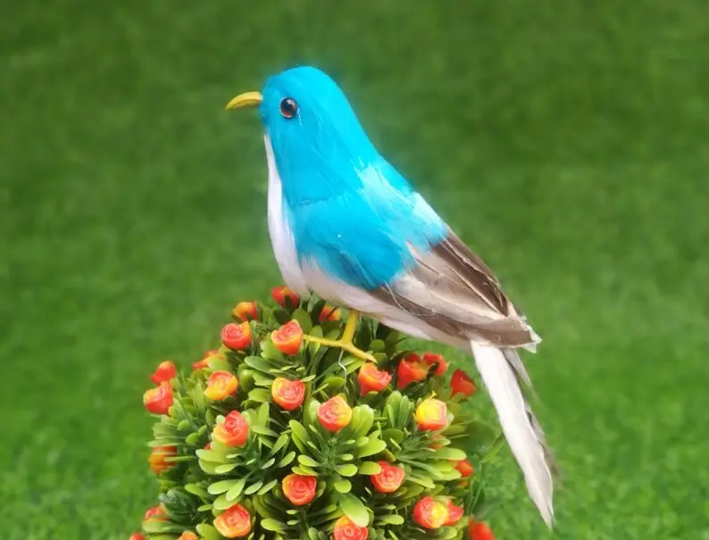 cute small blue bird hard model plastic&ampfeather simulation toy gift about 15cm s2937 | Игрушки и хобби