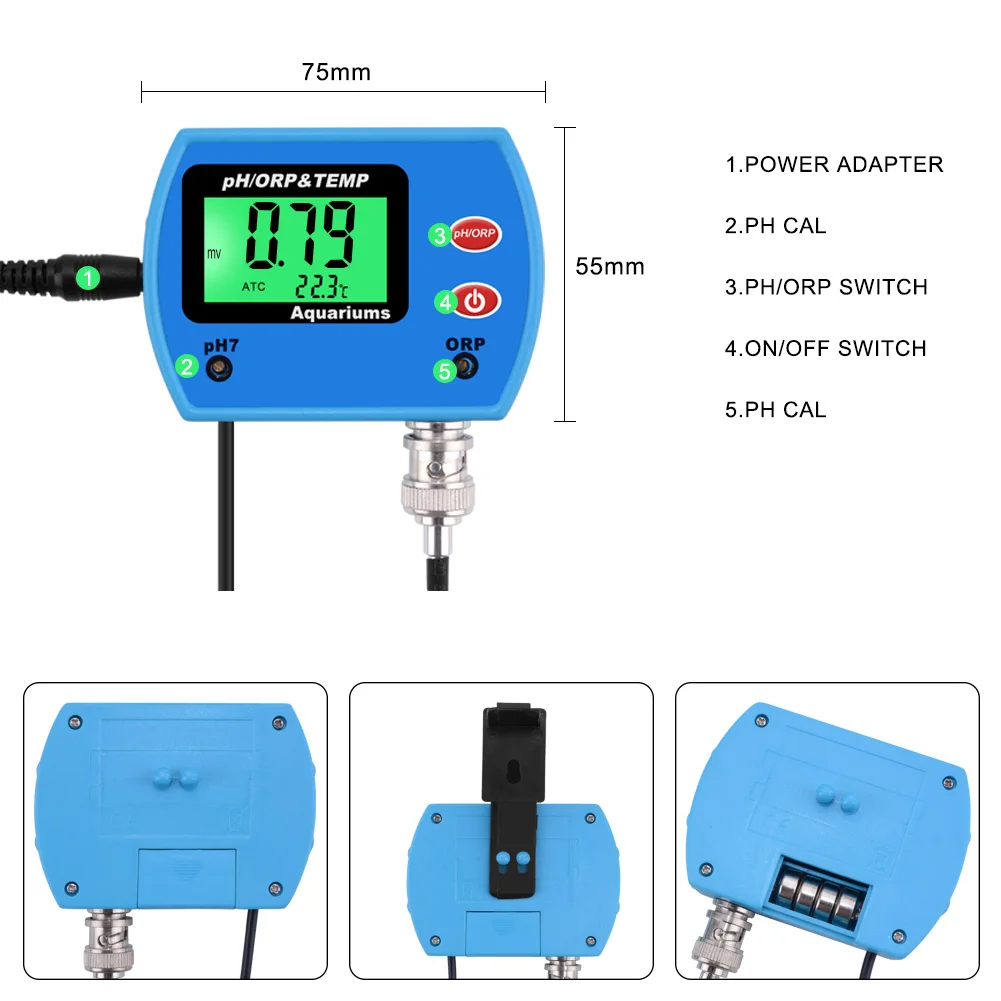 Yieryi Профессиональный PH/ORP TEMP 3 в 1 мультипараметрический тестер качества воды цифровой ЖК-дисплей онлайн мониторинг прибор для измерения PH для аквариума