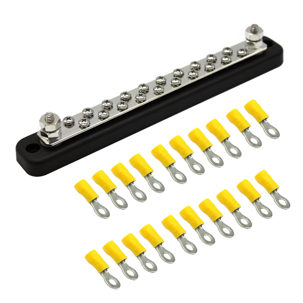 20 Screw Terminal Ground Distribution Block kits Line Buss Bar DC 150A