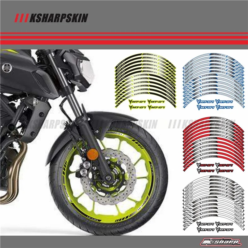 

12 X Thick Edge Outer Rim Sticker Stripe Wheel Decals FIT YAMAHA MT07 MT-07