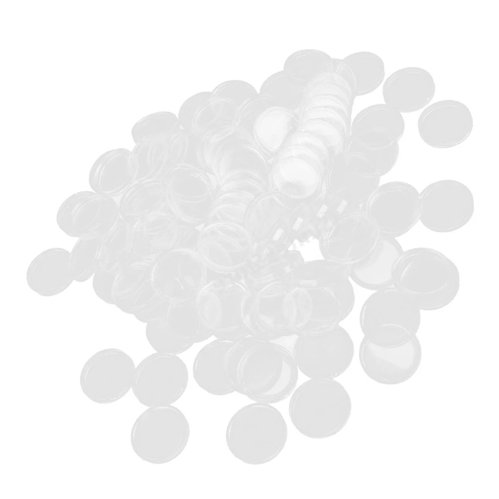 100Pcs Coins Containers Clear Plastic Coins Capsules Boxes Holder Round 32mm