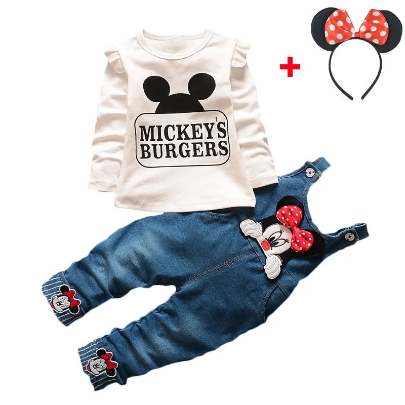Disney Минни Микки Замороженные Рождество для маленьких девочек и мальчиков комплект одежды с длинным рукавом маленький узор Топ Брюки новорожденн - Цвет: Set And Accessories