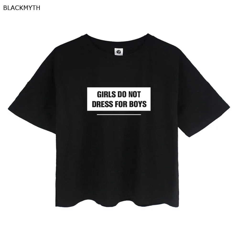 

BLACKMYTH GIRLS DO NOT FOR BOYS T Shirt Women Summer Casual Crop Tops Loose Short Sleeve T shirt Cotton O-neck Tees Femme