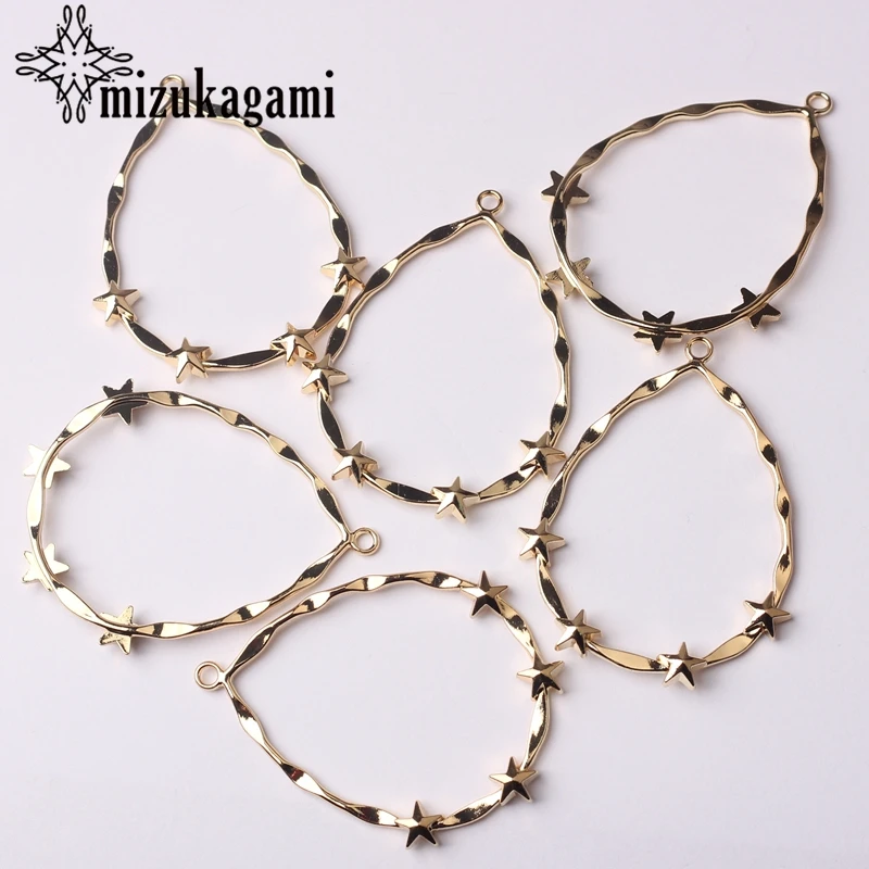 

Zinc Alloy Golden Exaggerated Star Water Drop Charms Pendant 38*53mm 6pcs/lot For DIY Jewelry Earrings Making Accessories