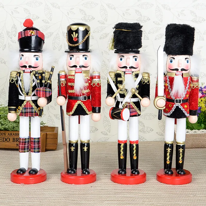 Creative 30cm Wooden Soldier Doll Figurines Walnut Puppet Model Christmas Decor Xmas Gift Hogard JA03