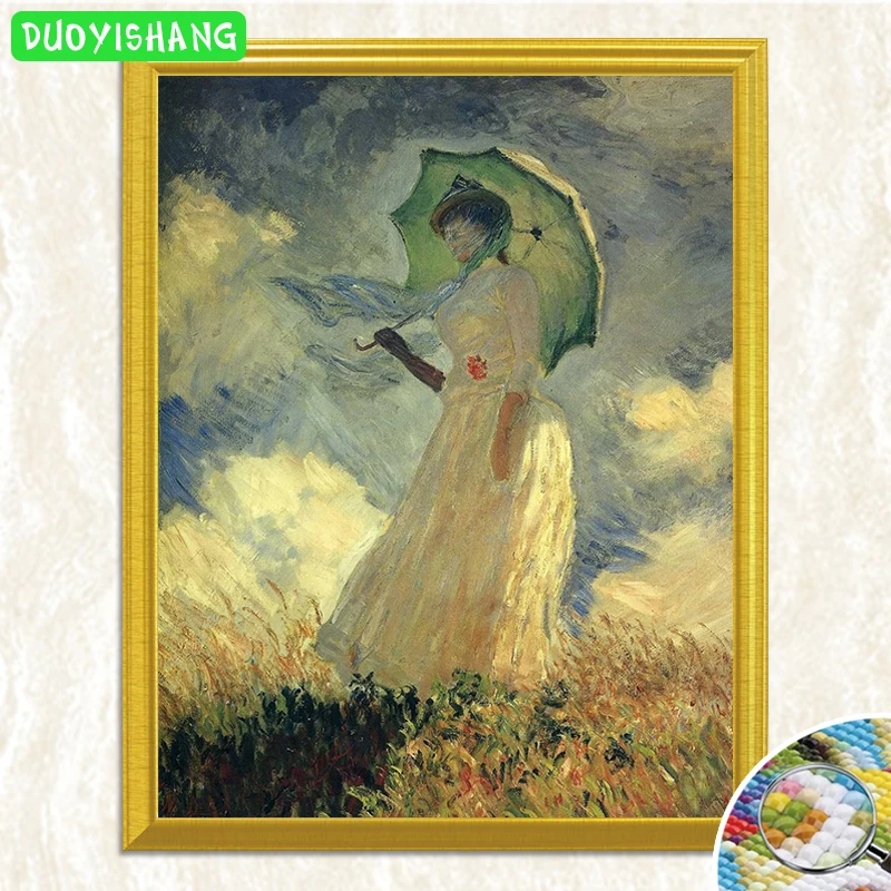 

Claude Monet Famous Painting "Woman with a Parasol, facing left" 5D DIY Diamond Painting Full Square Diamond Embroidery Picture