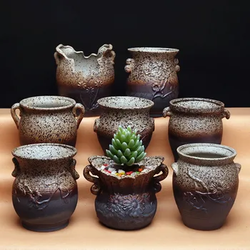 

Ceramic vase jar potted balcony decorative plant artificial planting accessories & without plants and bottom planks