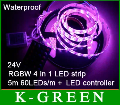 

10 setsX new design 4 in 1 RGBW LED strip 24V 5050smd 60LED/m 5m/Roll + 40key RGBW LED controller express free shipping