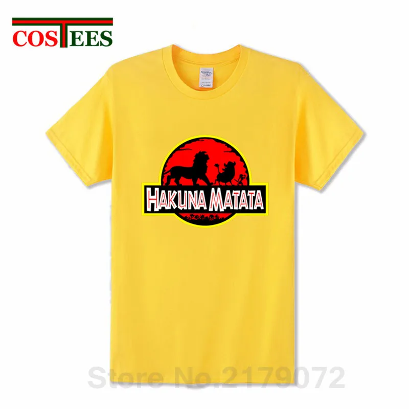 

2018 harajuku Tees Hakuna Matata The Lion King Simba Pumbaa Timon in the style of Jurassic T shirts boys casual park T-shirt men